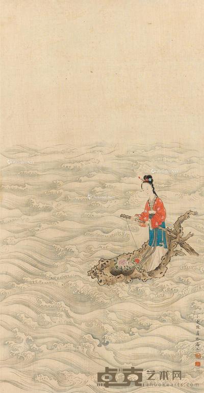 近现代 仙人乘搓图 立轴 纸本 38.5×74cm