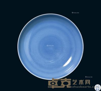 * 清代 清雍正霁蓝釉小盘 高3.5cm；直径16cm