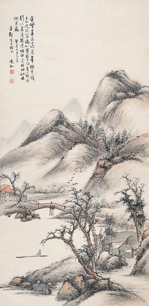  泛舟图 立轴 设色纸本