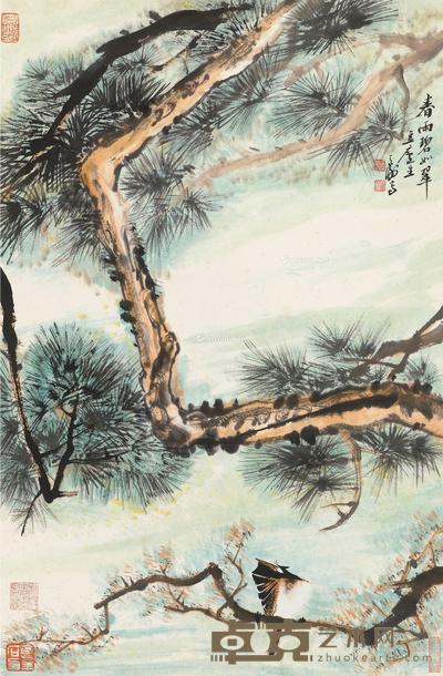 近现代 春雨碧如翠 立轴 纸本 69×45cm