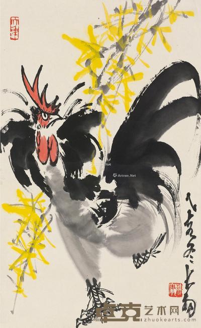 近现代 迎春图 镜片 纸本 70×43cm