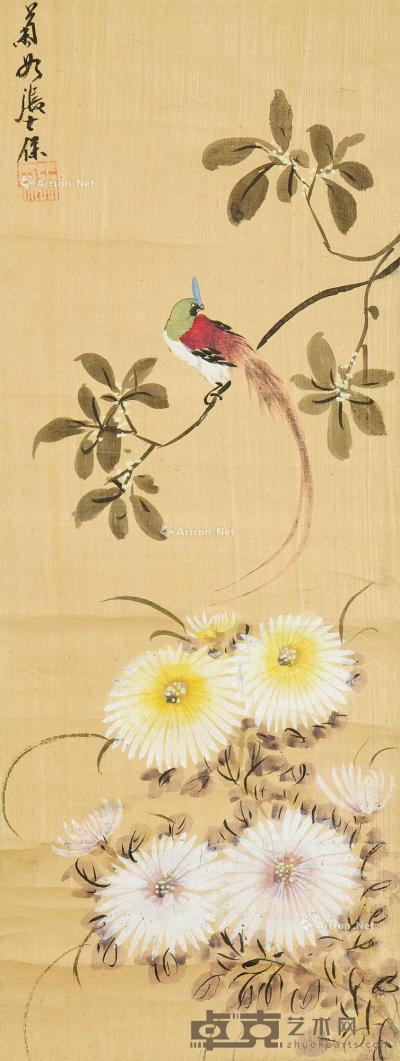  花鸟 立轴 设色绢本 62×23.5cm