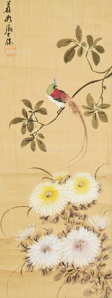  花鸟 立轴 设色绢本