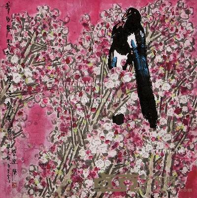 我的梦之桃花开 镜片 纸本 69×68cm