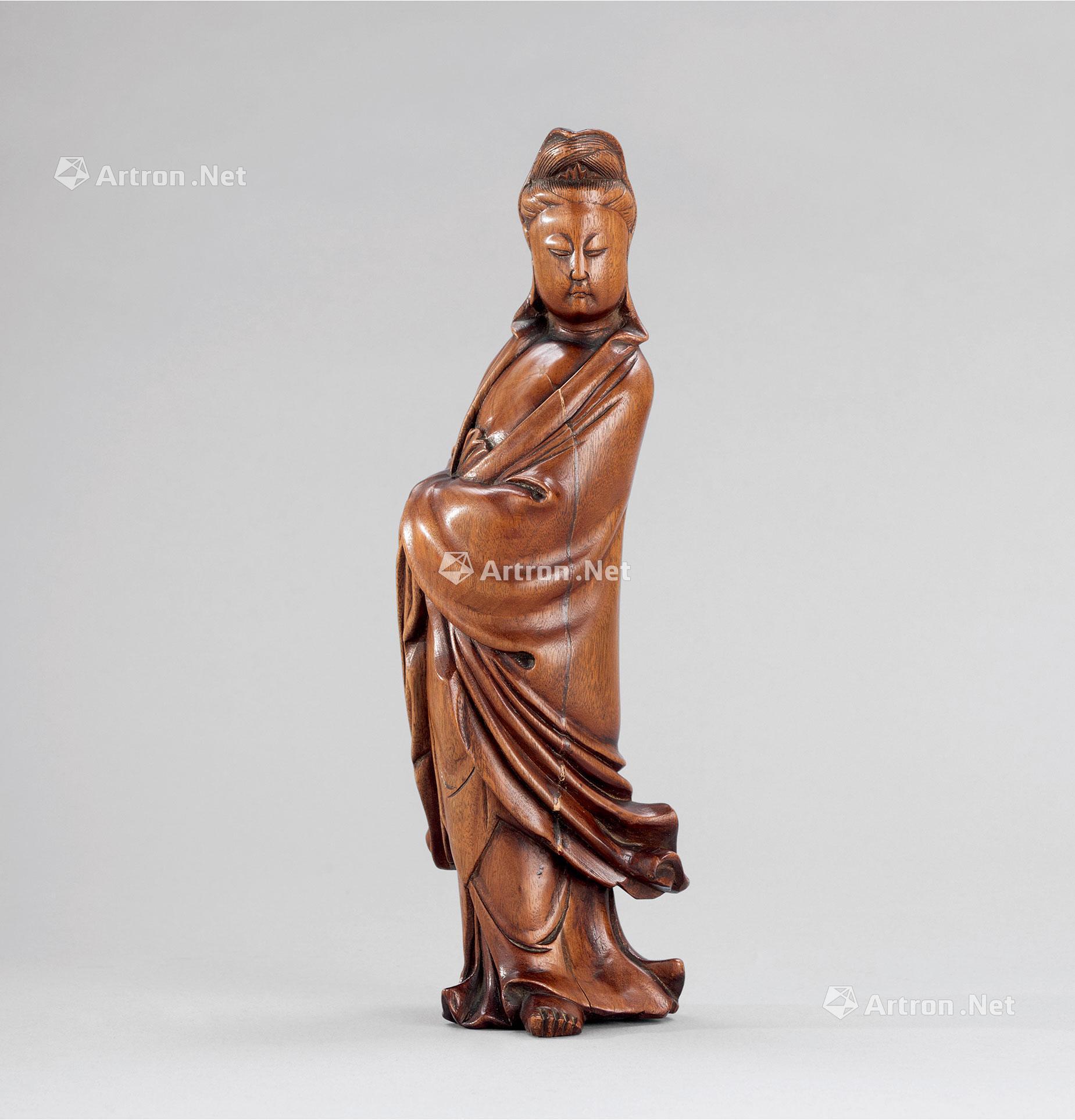 仕入れ値清 黄楊木雕観音立像 中国 古美術 仏像