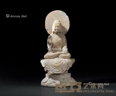  北齐 汉白玉雕释迦牟尼佛座像 高26.2cm