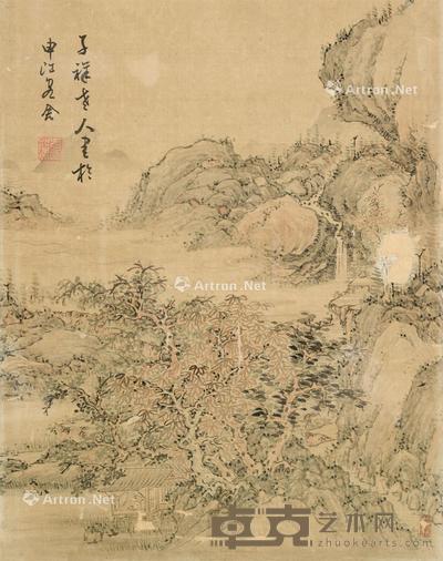 山水 镜心 设色绢本 46×36cm