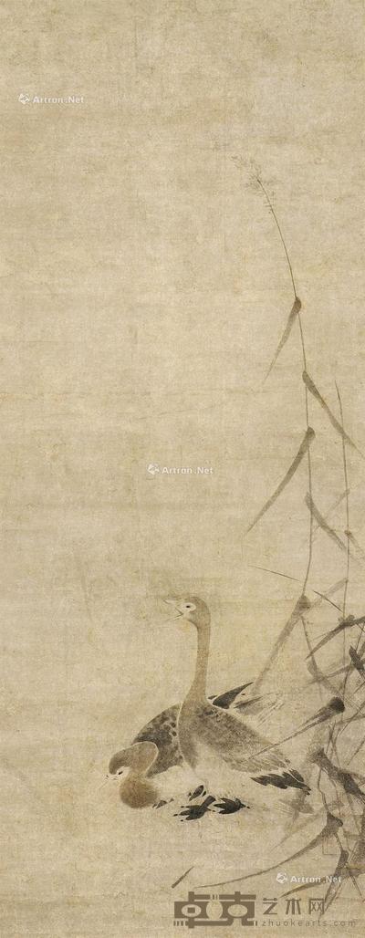  芦雁 立轴 水墨纸本 96×37.5cm