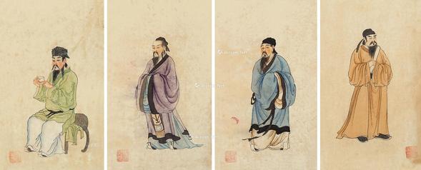  人物 册页 （八开选四） 纸本