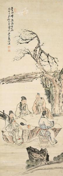  李白醉酒诗百篇 立轴 设色纸本