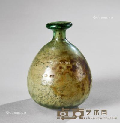  唐代 绿料小玉壶春瓶 直径6.5；高8.2cm