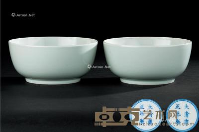  民国 白釉碗 （一对） 直径15cm；高7.1cm 