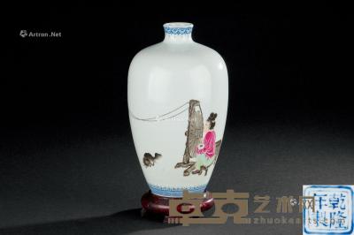  民国 粉彩仕女纺织图纹瓶 直径11.2cm；高19.3cm 