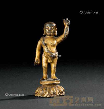  明代 铜鎏金释迦牟尼佛诞生像 高12.2cm