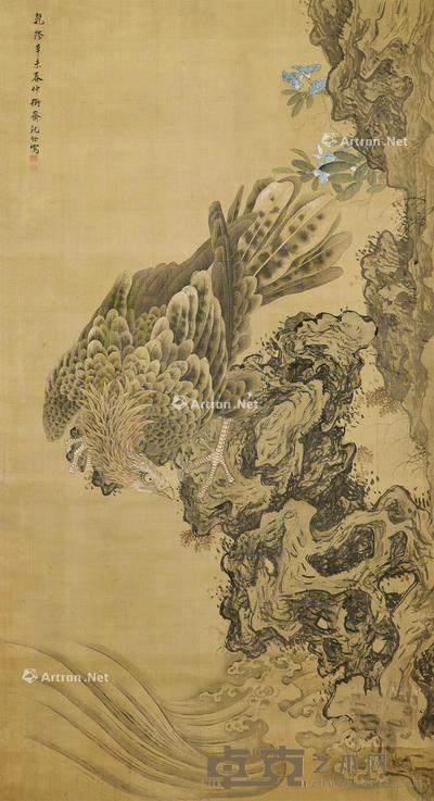  鹰 立轴 设色绢本 131.5×71.5cm