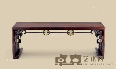  红木嵌玉蝠纹长方桌 长100.4cm；宽35cm；高35.3cm
