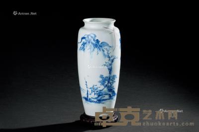  王步风格 青花山水纹瓶 直径12.2cm；高29.9cm 
