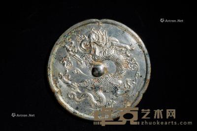  唐代 铜龙纹花口镜 直径15.7cm