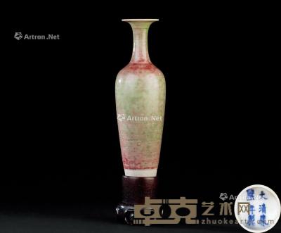  清代 豇豆红釉柳叶瓶 直径5cm；高17.7cm 