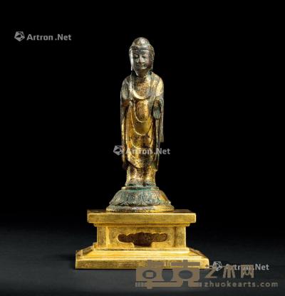  4-5世纪 铜鎏金释迦牟尼佛立像 高15cm