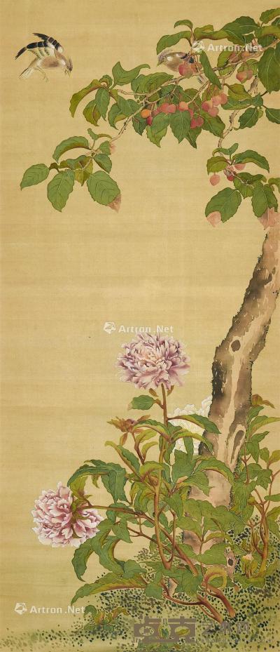  花鸟 立轴 设色绢本 105×45.5cm