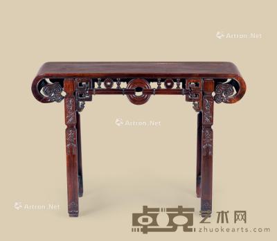  清代 红木玉璧纹下卷形供桌 长118cm；宽39.5cm；高83.5cm