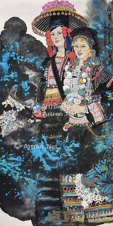 花赞 镜片 纸本 138×68cm