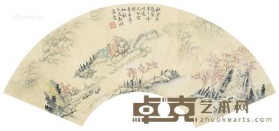  山水 扇面 镜心 设色纸本 17×53cm