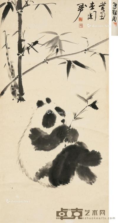  熊猫 立轴 水墨纸本 68×33cm