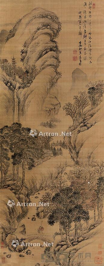 山水 立轴 绢本 129×49cm