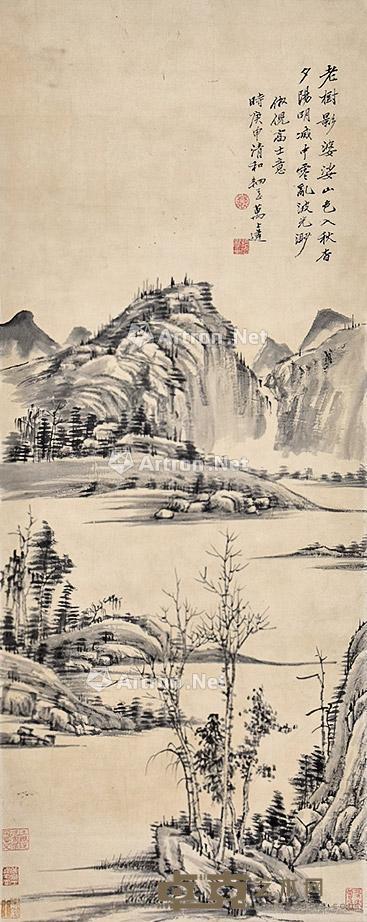 秋山晓色 立轴 纸本 83×34cm