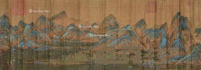 青绿山水 镜片 绢本 41×118cm