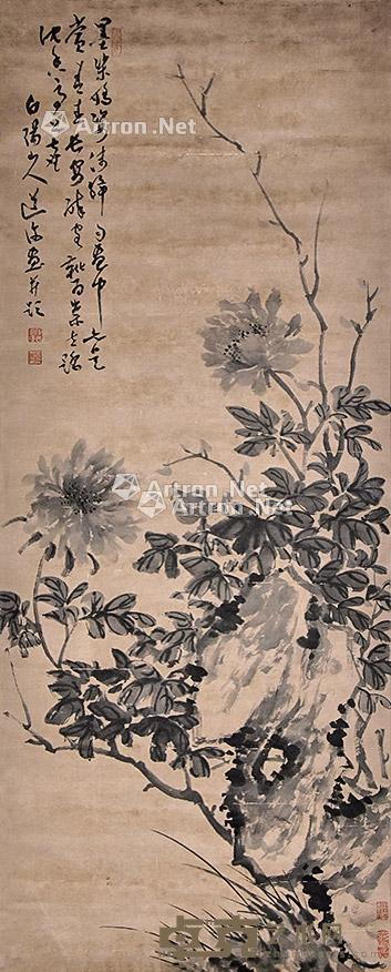 花卉 立轴 纸本 135×53cm
