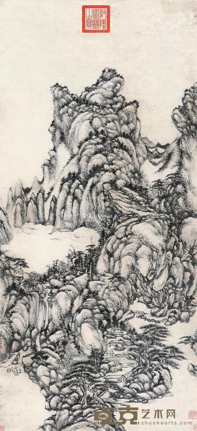 松溪山馆图 立轴 纸本 118×54cm