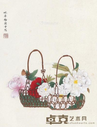  花卉 镜片 纸本 44×33cm