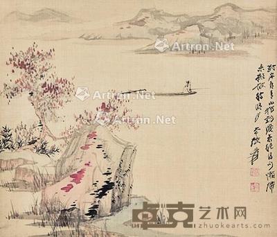 秋江独钓 镜片 绢本 29×33cm