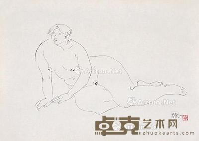 裸女 镜片 纸本 44×61cm