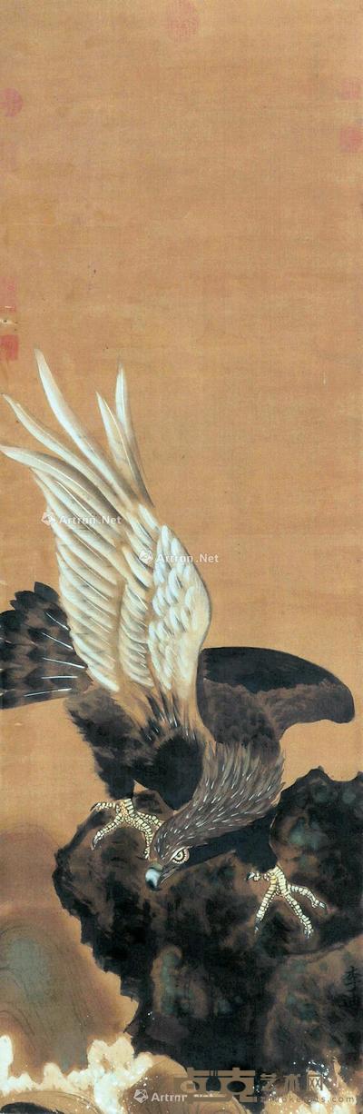 鹰 立轴 绢本 108×36cm