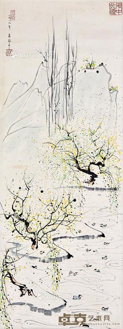 风景 立轴 纸本 90×34cm