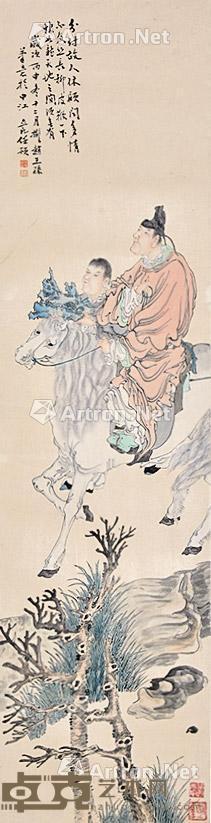 献宝图 立轴 纸本 136×35cm