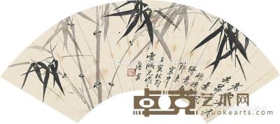  竹 扇面 纸本 13×42cm