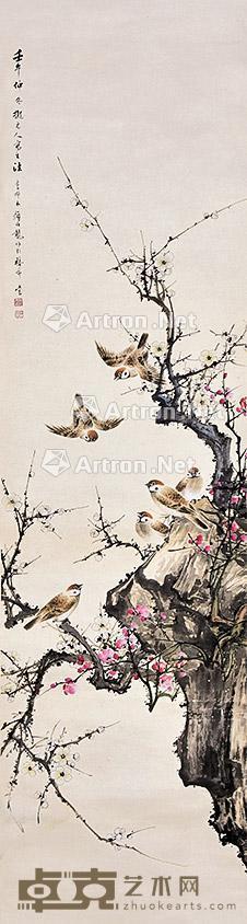 拟元人笔法花鸟 立轴 纸本 126×34cm
