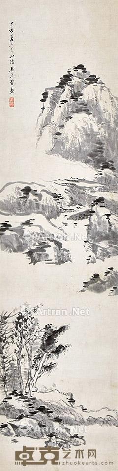 山水 立轴 纸本 86×21cm