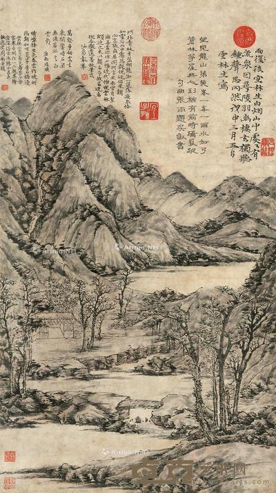  山水 立轴 纸本 74×41cm
