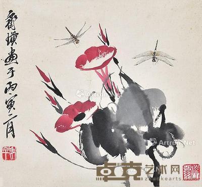 牵牛花 立轴 纸本 30×32cm