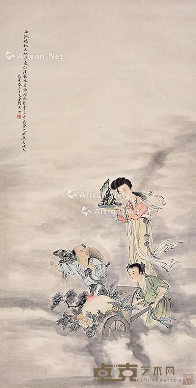 献寿图 立轴 纸本 136×68cm
