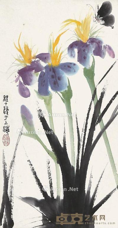  花卉 立轴 纸本 50×25cm