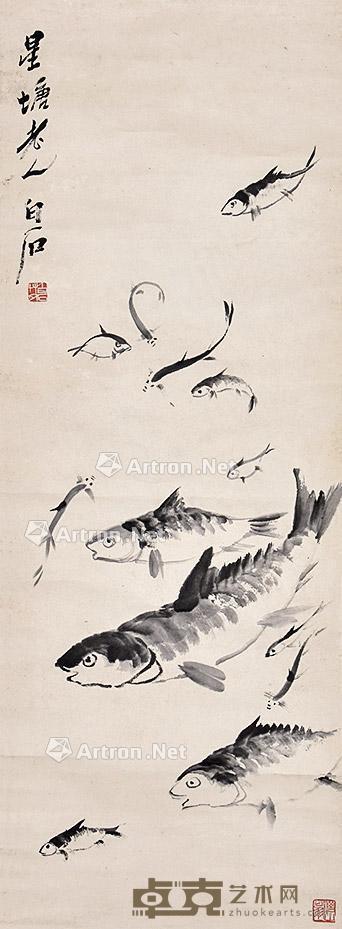 有鱼图 立轴 纸本 110×38cm