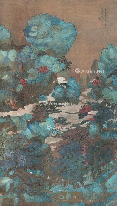 山水 立轴 绢本 172×96cm
