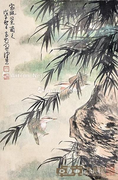 花鸟 立轴 纸本 67×44cm